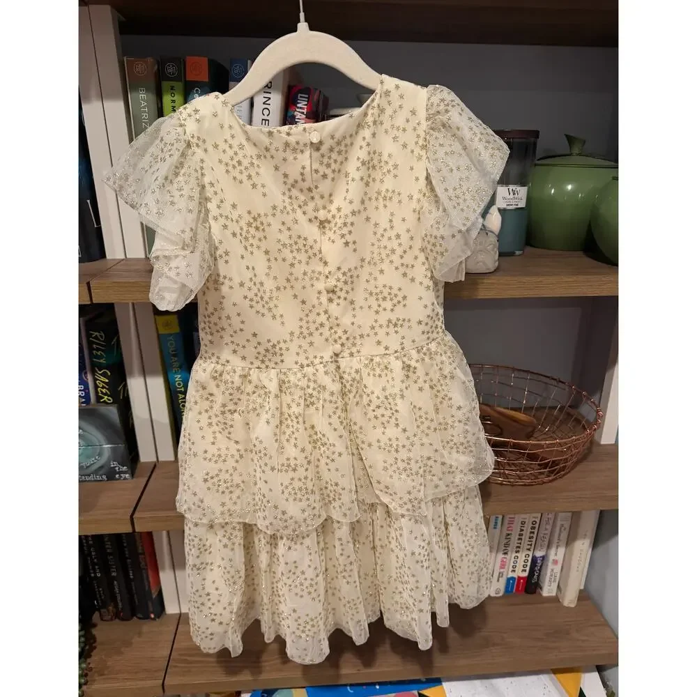 American Girl x Janie and Jack Gold Star Tulle Celebration Dress Size 7